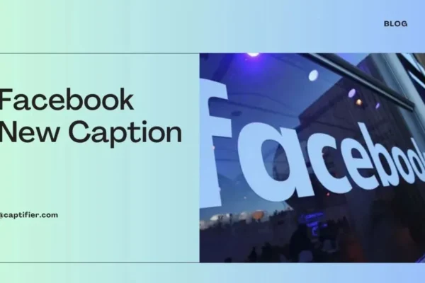 Facebook New Caption blog banner with illuminated Facebook logo sign on office building