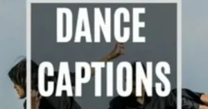 Dance captions text overlay on a photo of two dancers in black outfits